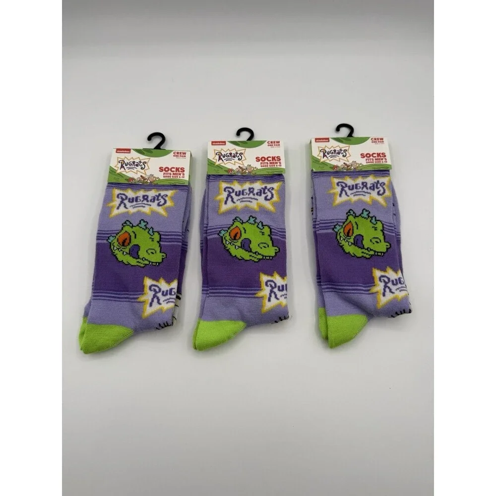 Nickelodeon RUGRATS Cartoon Crew Socks Men’s 6-12 Pack Of 3 Pairs NWT